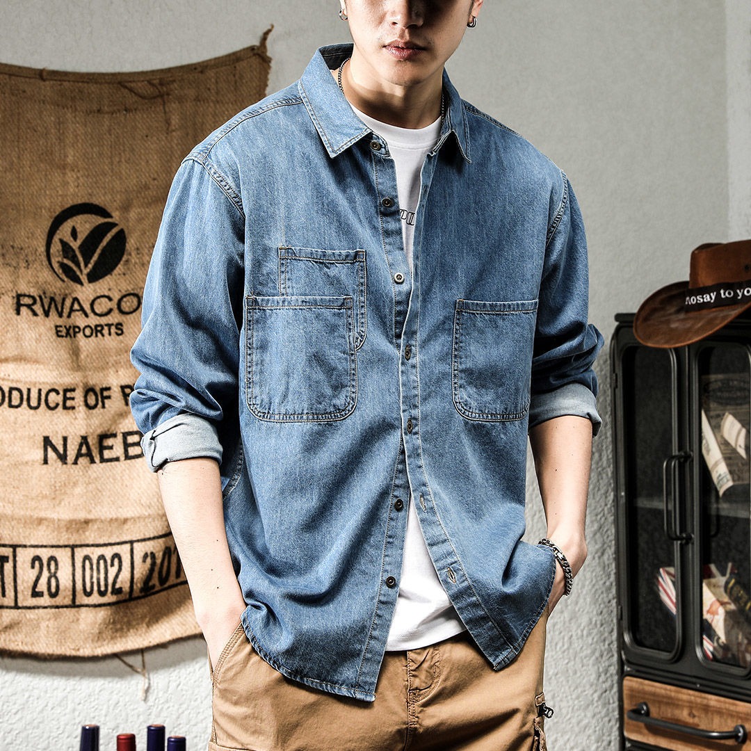 Retro Gaming Jacket - Spring Ruffian Handsome Denim Tooling Long-sleeved