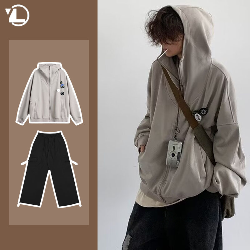 Retro Gaming Jacket - Autumn College Casual Set Men Japanese