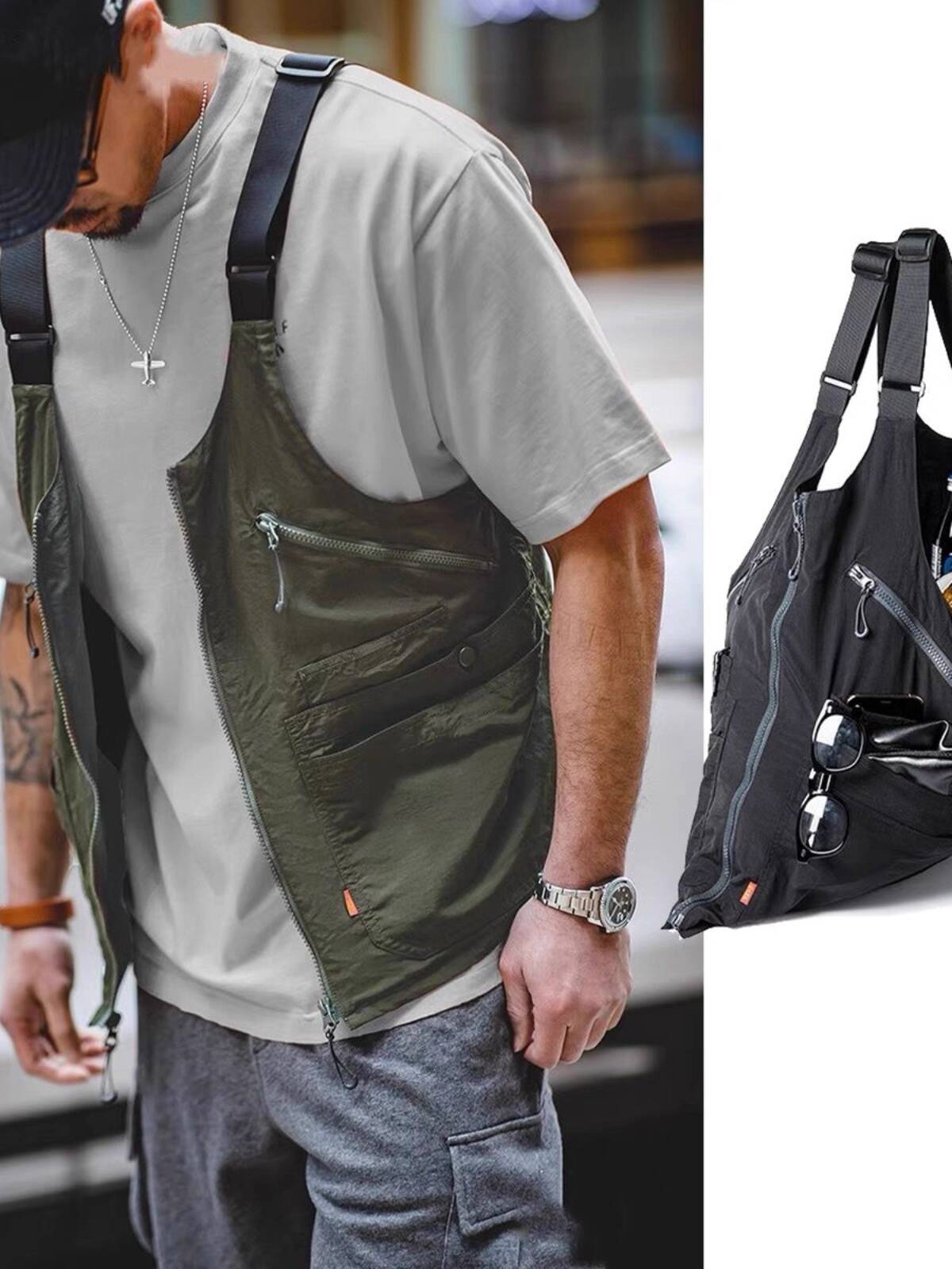 Retro Gaming Jacket - Retro Functional Cargo Vest Men Loose
