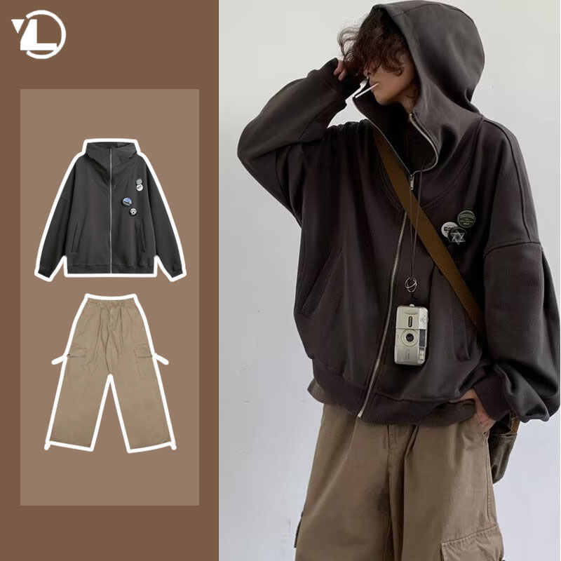 Autumn College Casual Set Men  - Retro Gaming Jacket ulasan dan harga