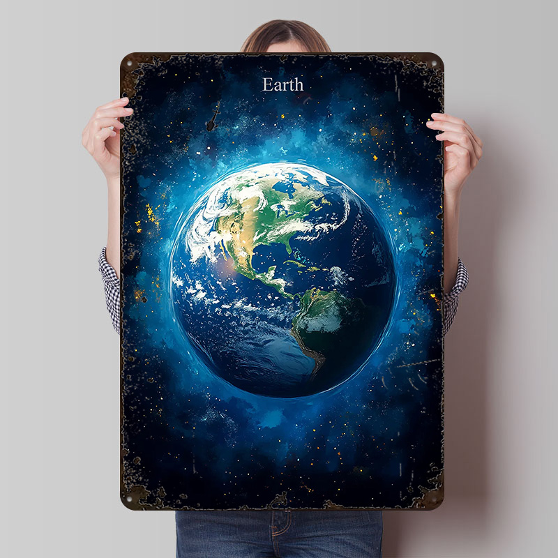 Earth in Space Tin Poster Cust - Retro Gaming Space ulasan dan harga