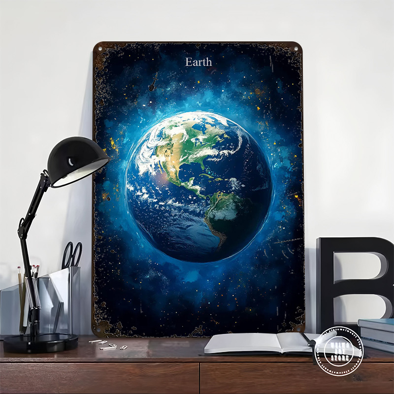 Earth in Space Tin Poster Cust - Retro Gaming Space ulasan dan harga